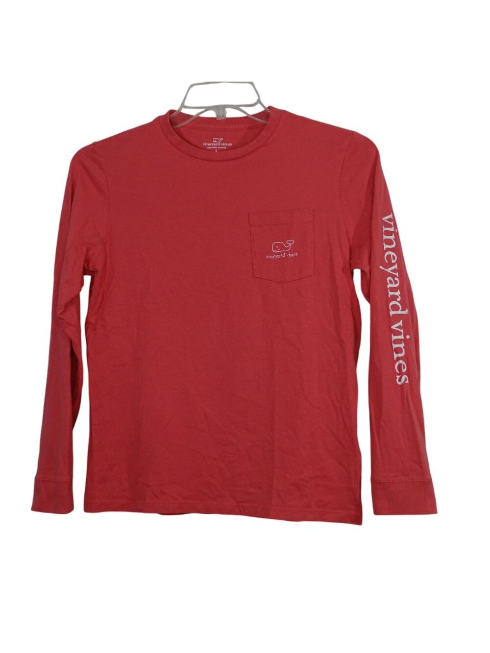 Vineyard Vines Salmon Long Sleeve Pocket Graphic T-Shirt Boys Size L 16 FLAW